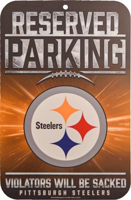 PLASTIC STEELERS RESERVED PARKING SIGN 