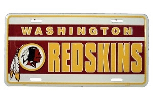 Official NFL store sells Redskins novelty license plates featuring an  illustration of the wrong Washington